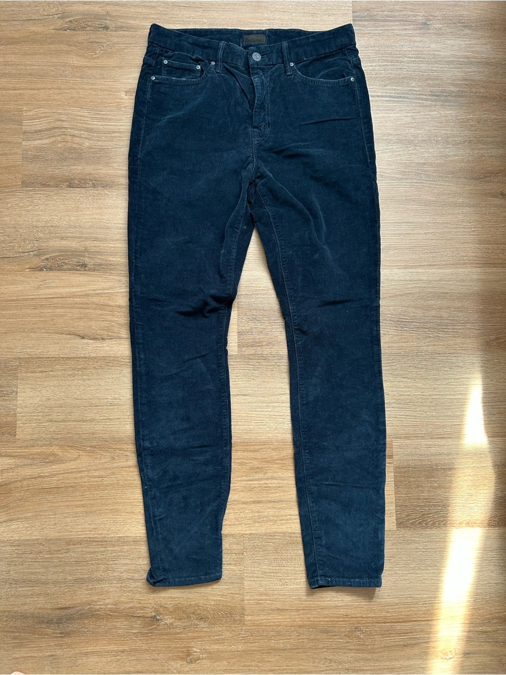 MOTHER The Looker High Waisted Looker Corduroy Pants Women 29 Deep Blue Skinny